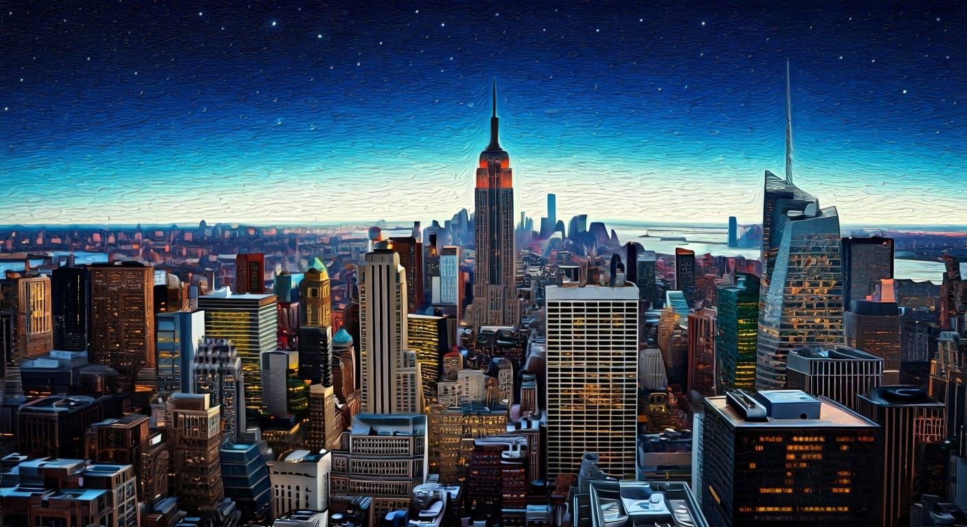 New York City at Night: An Expressionist Painting