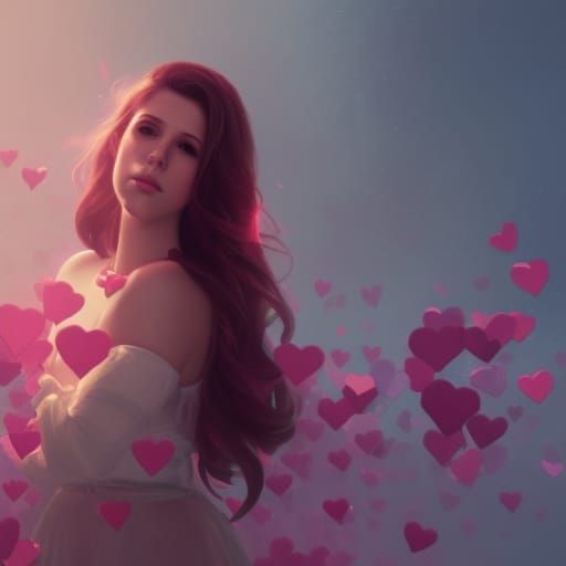 Anna Kendrick, love, romance, hearts, heart, pink, Valentine...