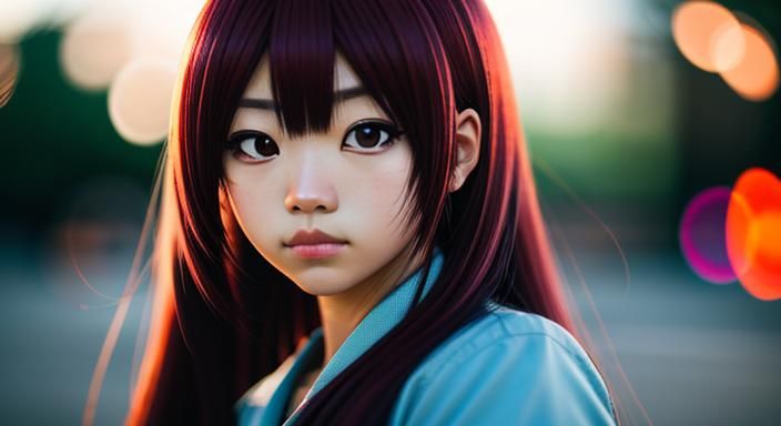 Anime, 

hair ,

Professional photography, bokeh, natural li...