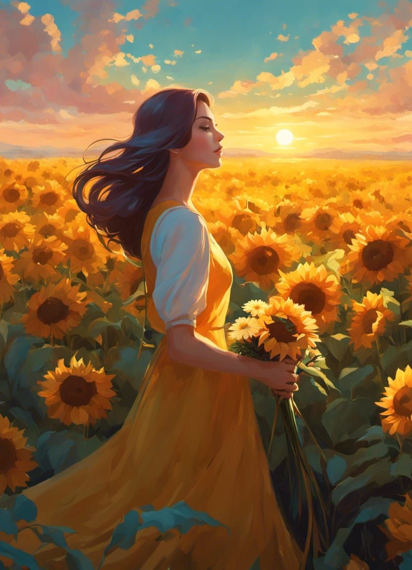 Walking in the sunflowers