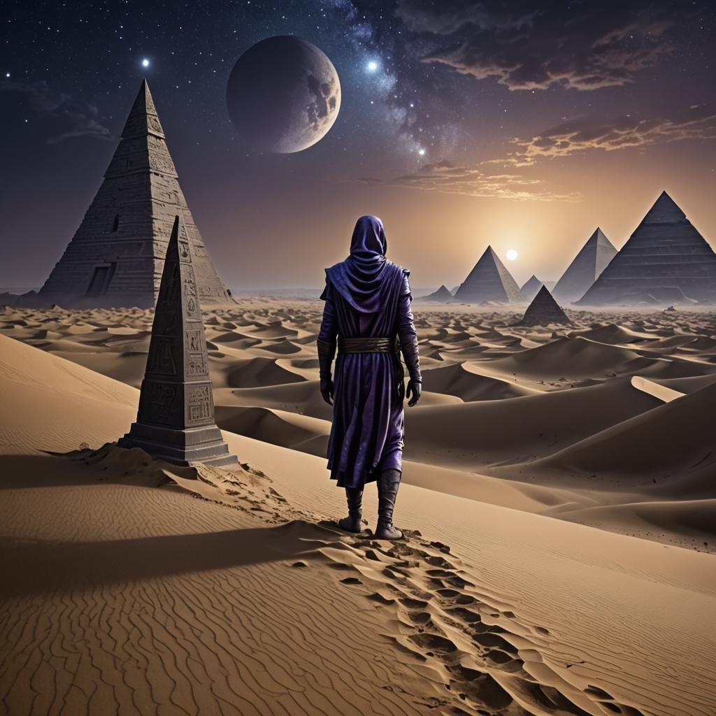 Glowing night sand desert - One thing he knew, he had to get...