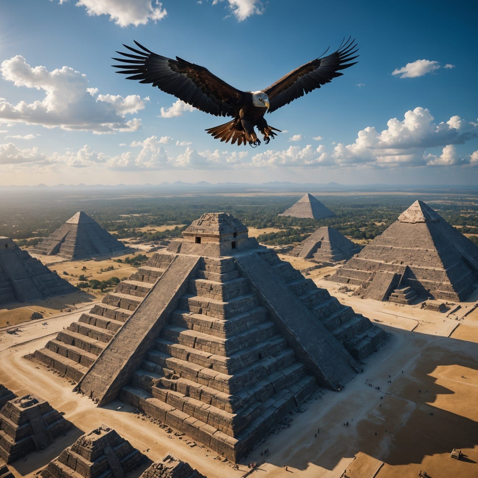 Surreal Condor Soars Above Ancient Mexican Pyramids in Ultra...