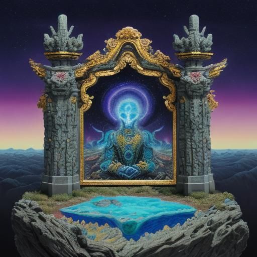 Intricate Stone Dragon Pillar in Surreal Style