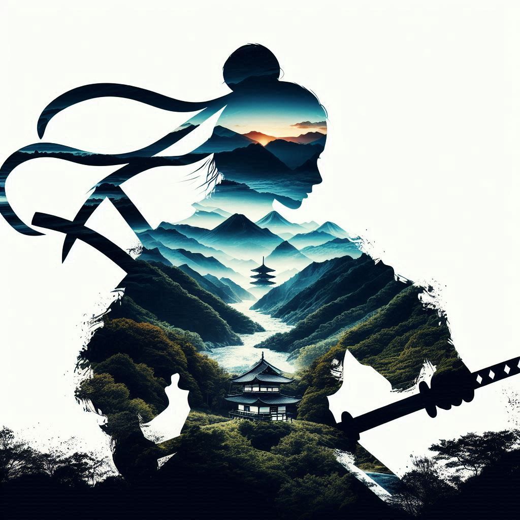 double exposure beautiful fantasy portrait landscape..