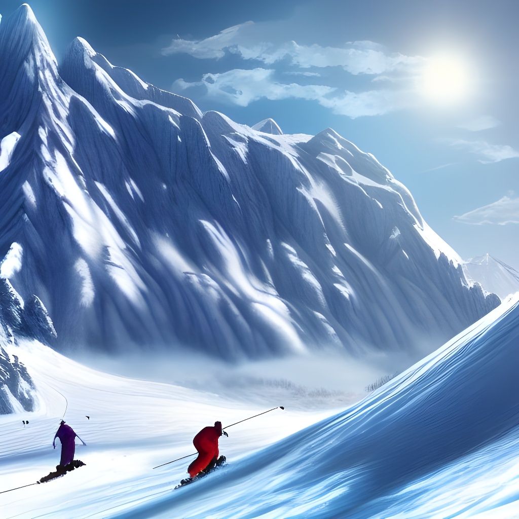 Skiing on Icy Mountain AI Generated Artwork NightCafe Creator