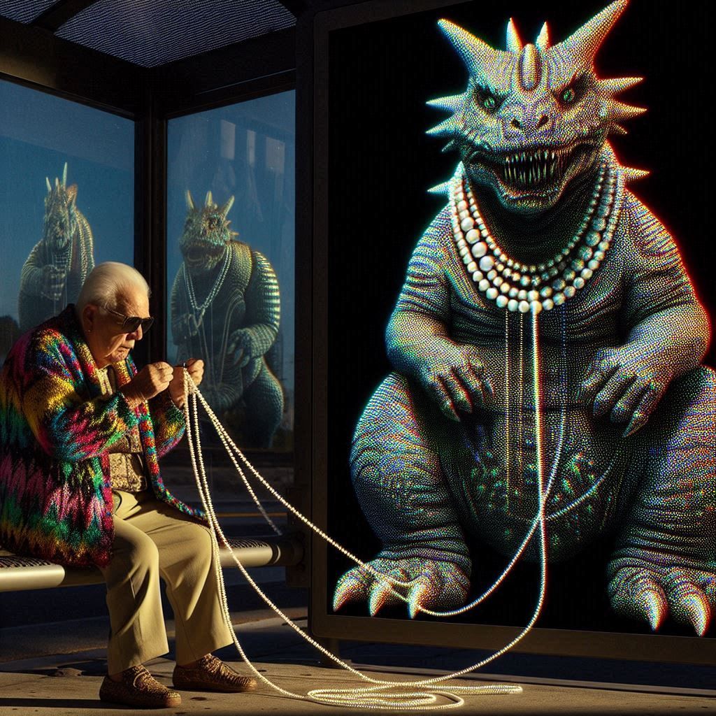 gila monster/beaded lizard at the bus stop