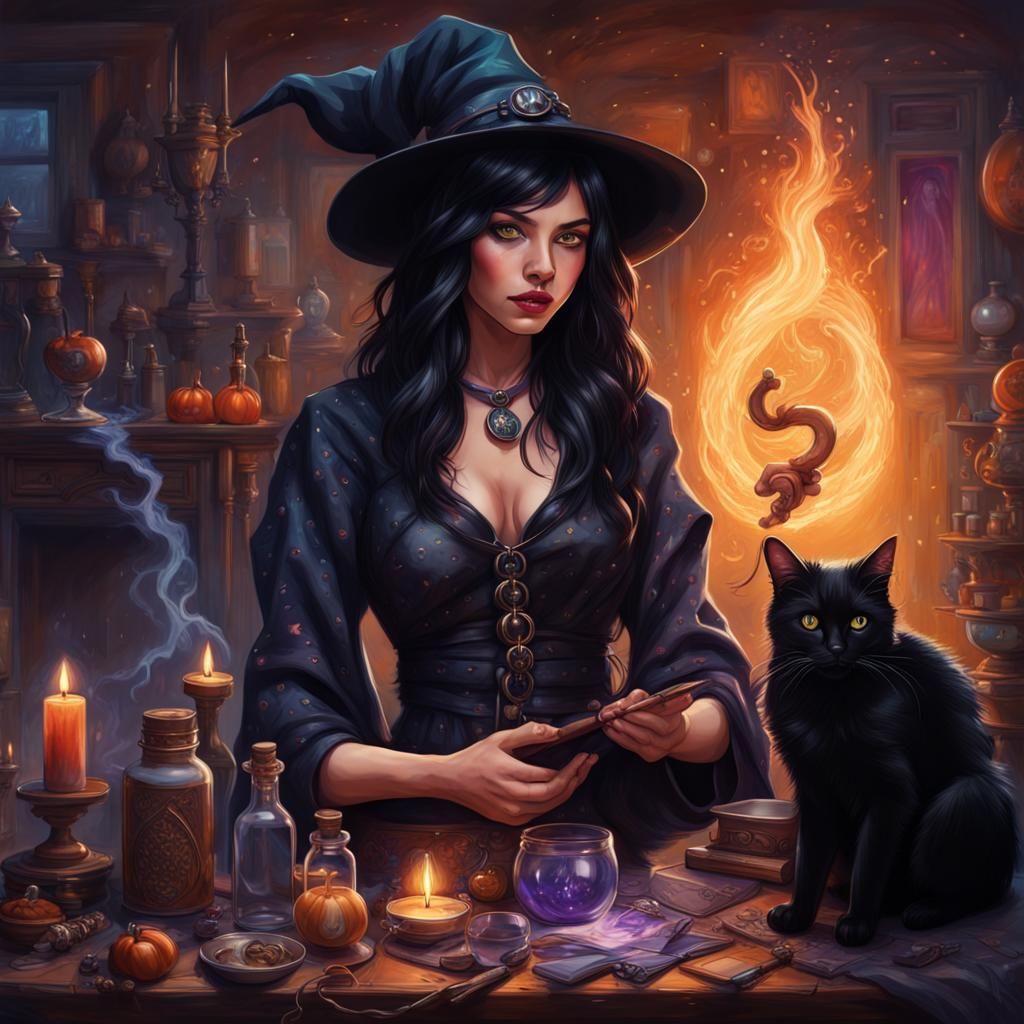 A Beautiful Witch With Her Pet Ai Generated Artwork Nightcafe Creator