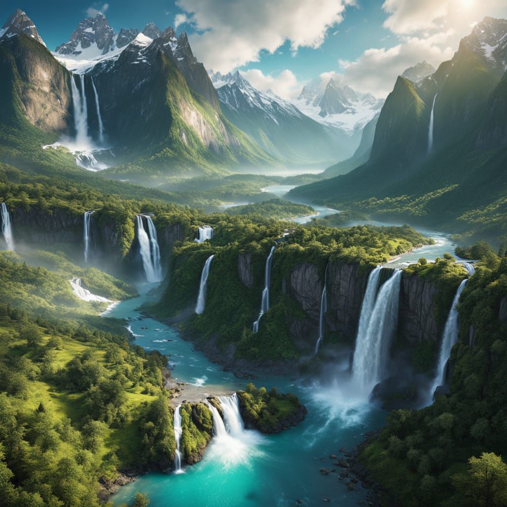 Waterfall landscape.