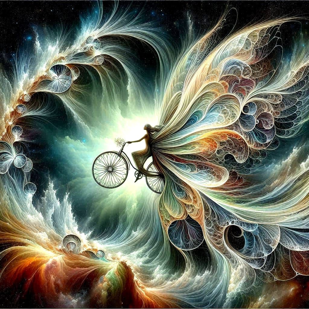 Fairy Cyclist In Dancing Flow Skies!!!!