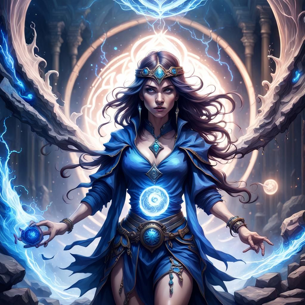 Blue, Psychic, Sorcerer, Dungeons and Dragons, Fantasy Art, Female ...