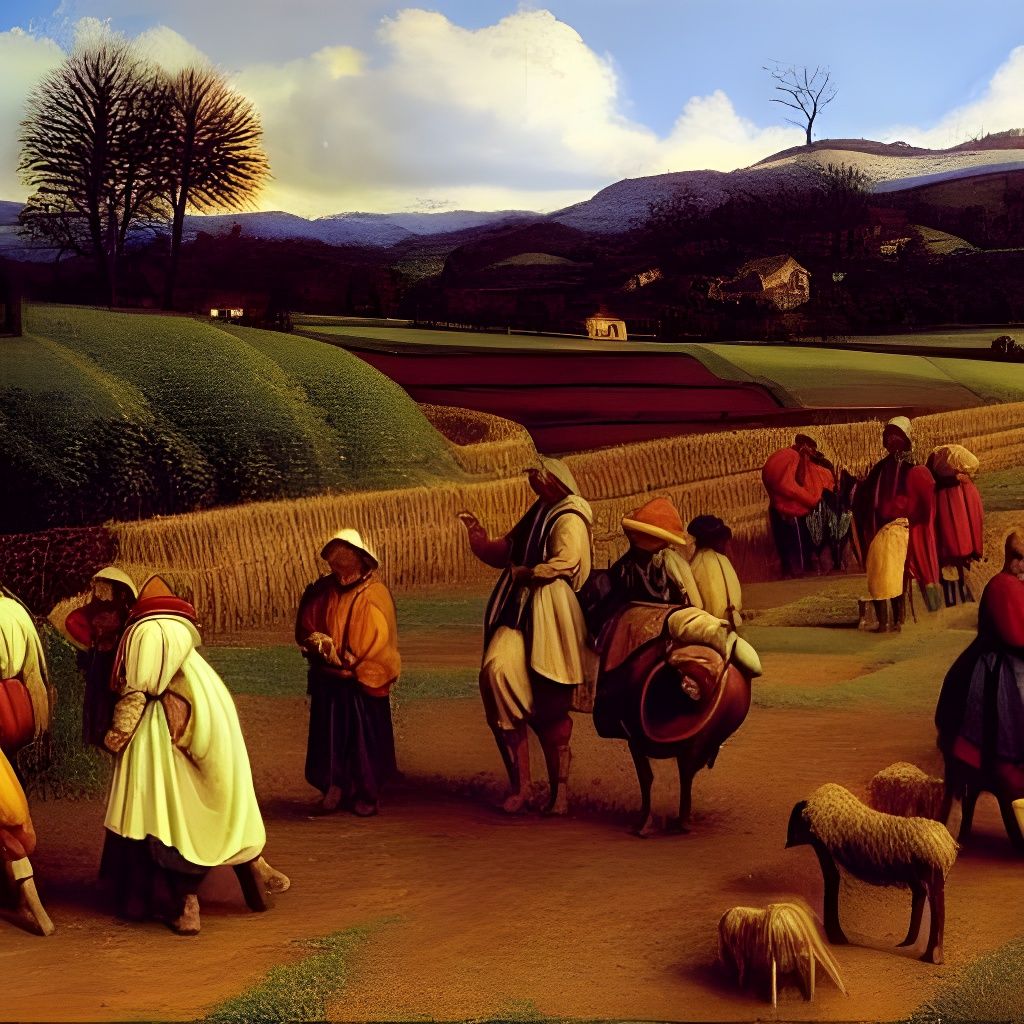Peasants farming in the Renaissance era undefined