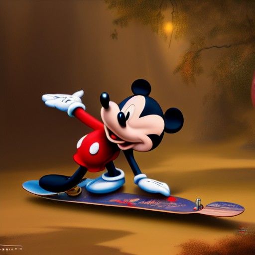 Mickey Mouse on a skateboard