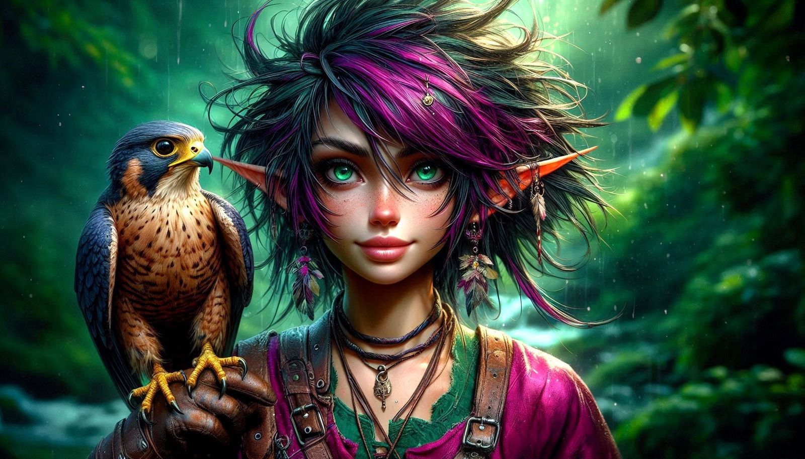 Elf with her falcon