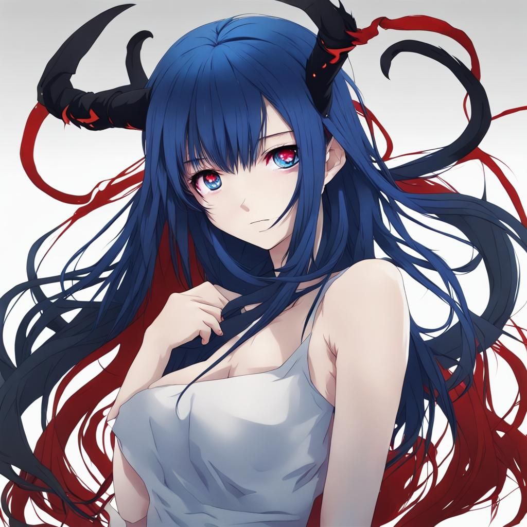 Anime Demon Girl with Piercing Gaze
