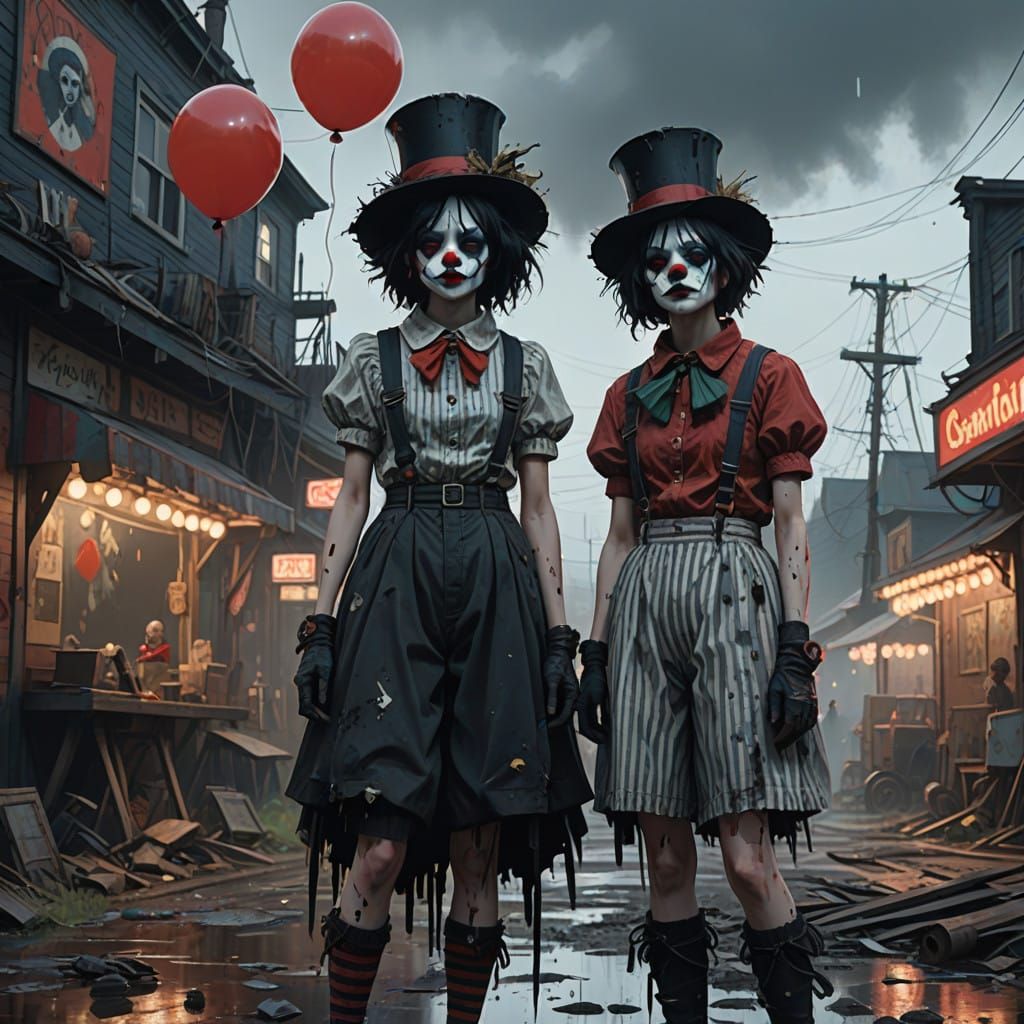 Ethereal Carnival Sirens in Distressed Attire