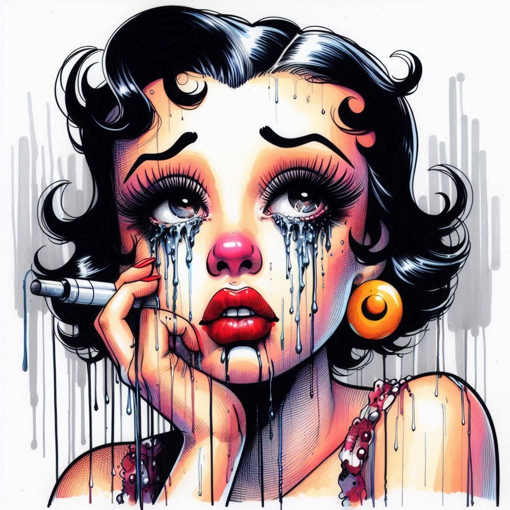 a woman with tears on her face
