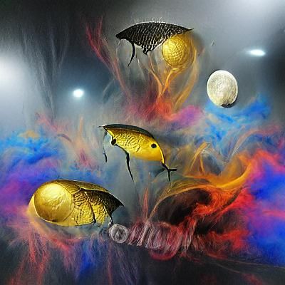 Gold Half Moon Bettafish  3D airbrush art