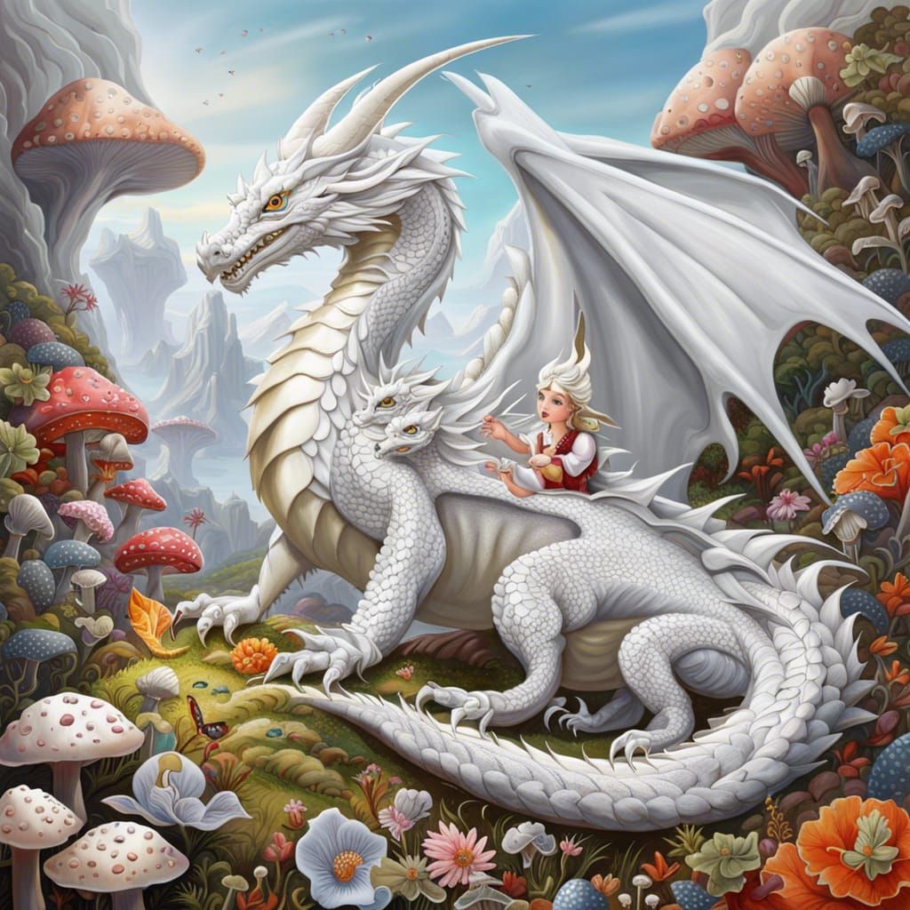 Dragons in mushroom land  by @CarineVP