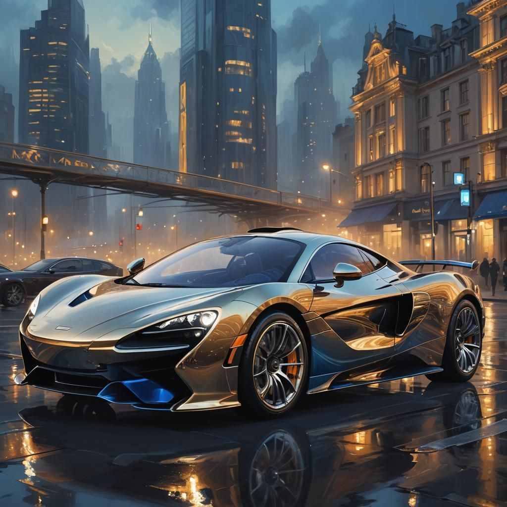 McLaren Rolls-Royce Fusion in Golden Cityscape