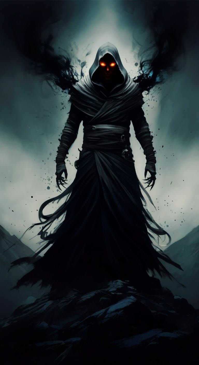 A Black-figure, his dark aura pulsing with energy as he stan...