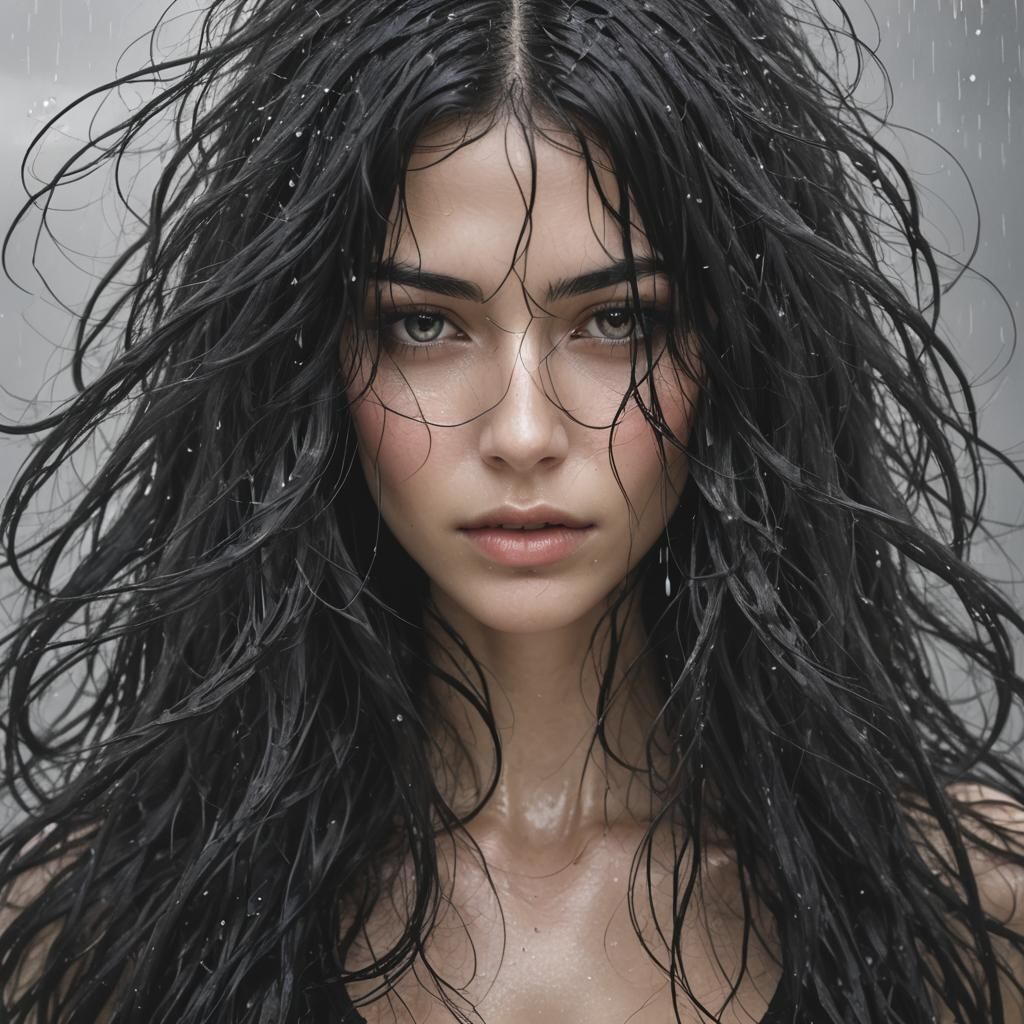 Woman with Fractal Black Hair