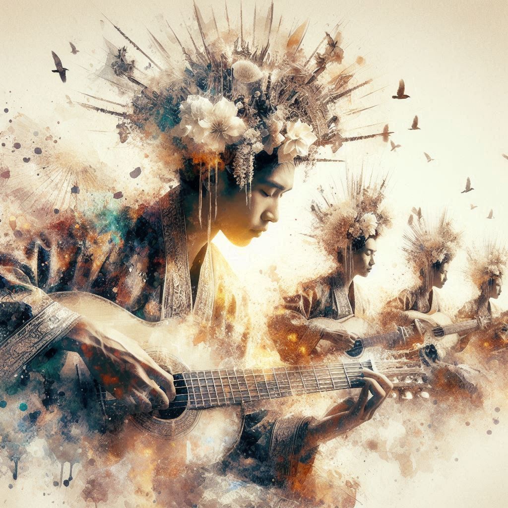 double exposure beautiful fantasy DALL-E 3 portrait landscape..