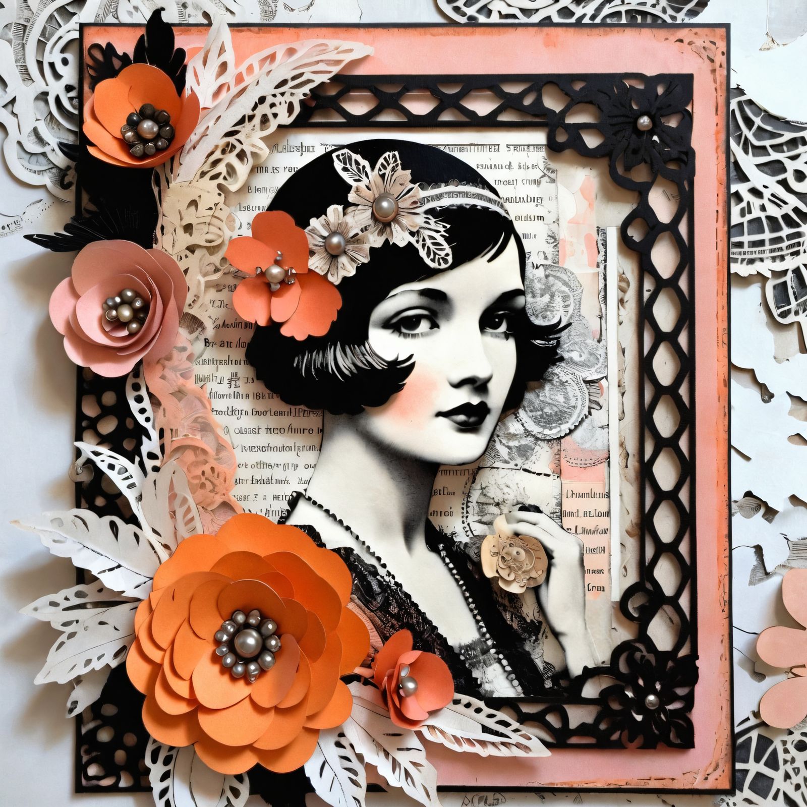 Vintage Flapper Girl Collage