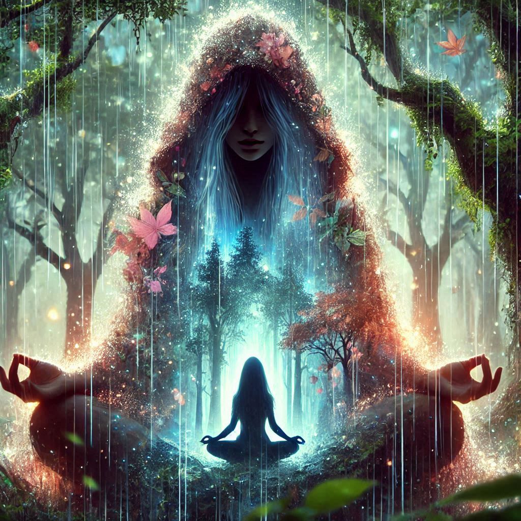 double exposure beautiful fantasy DALL-E 3 portrait landscape..