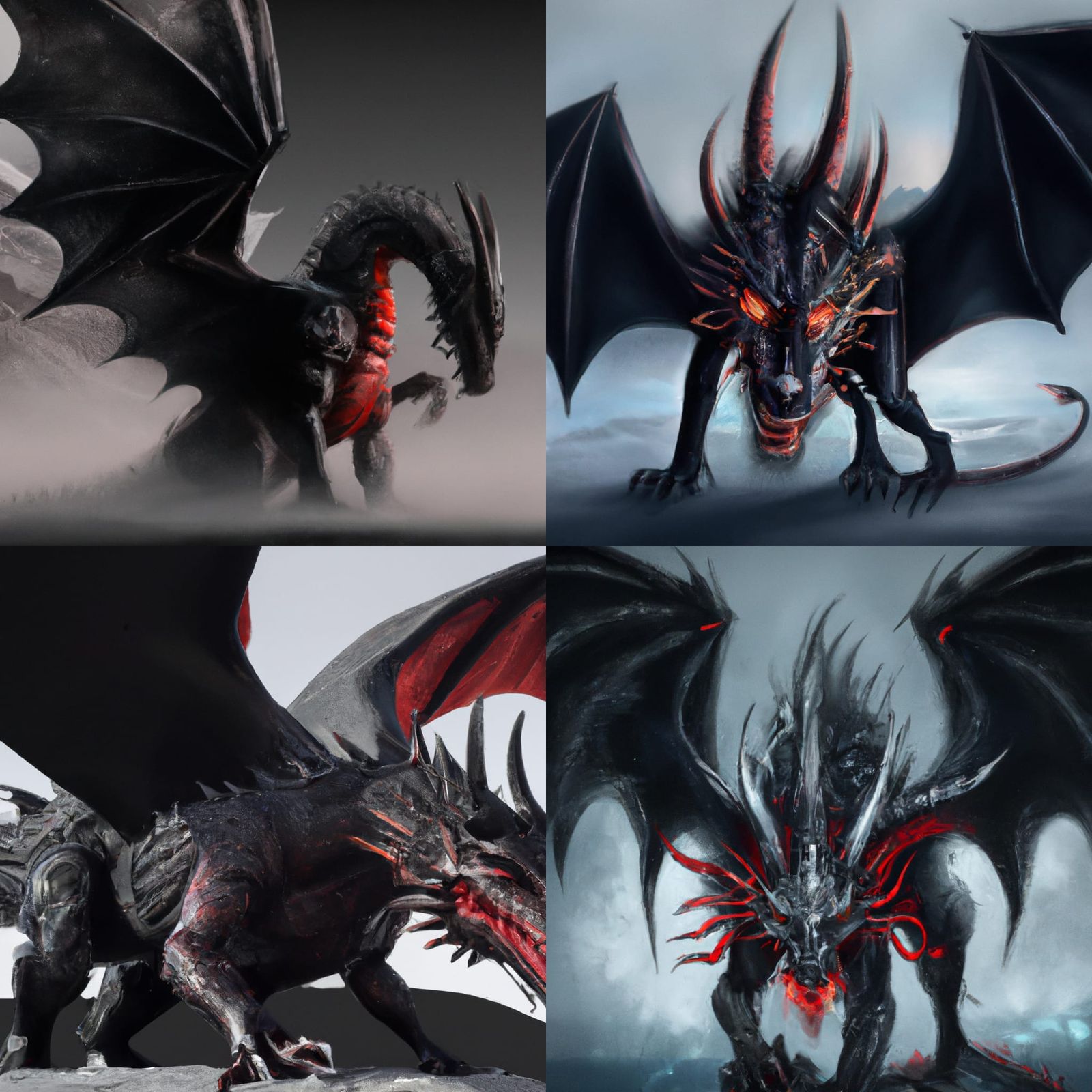 The red horned demon transformed into a giant black dragon, ...