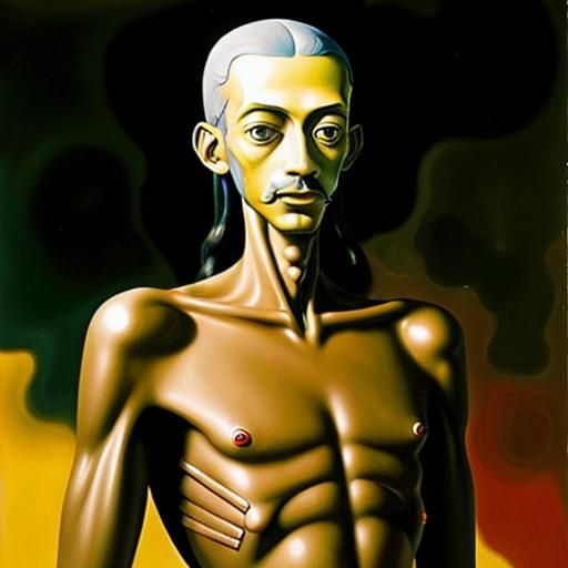 (Hello Skinny:1.3)  (surrealism Salvador Dali:1.2) matte bac...