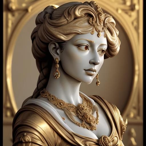 Baroque Sculpture of a Serene Woman's Face