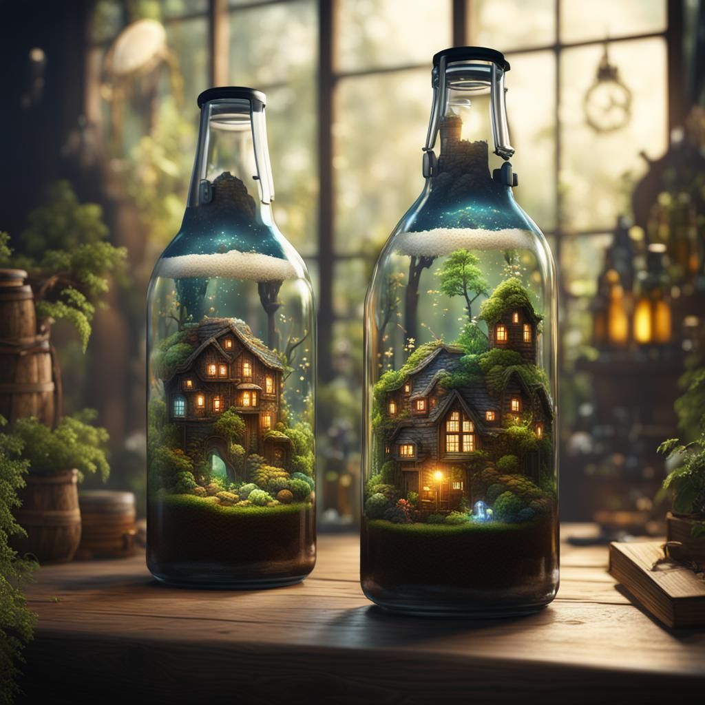 terrarium in beer bottle  by @Manxman