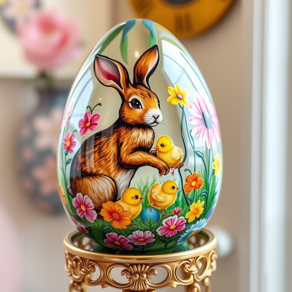 Vibrant Easter Egg in Art Glass Style