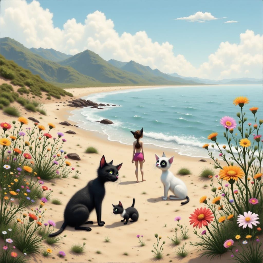 cats on the beach