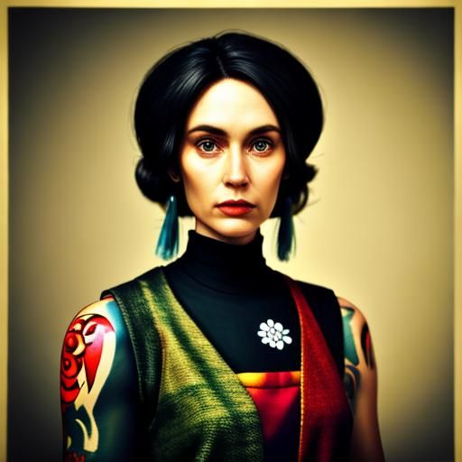 wise, emo, hippie, tattoo, elegant, bakelite, photorealistic...
