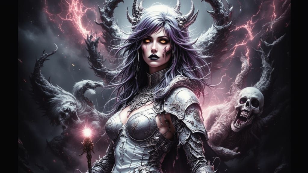 Sinister Demon Creature in Snowy Dark World