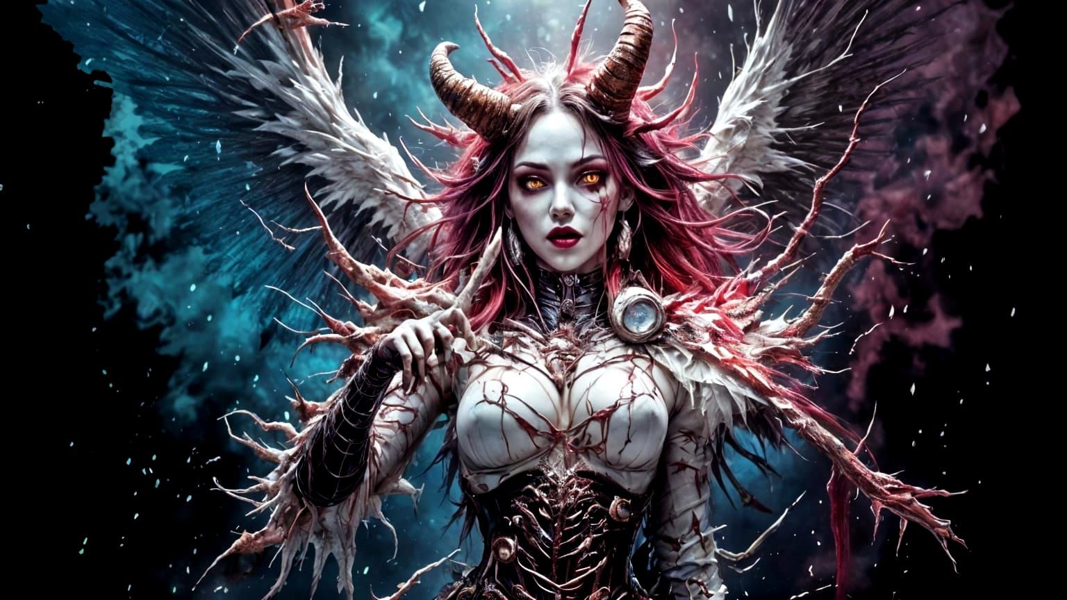 Sinister Demon Creature in Snowing Dark World