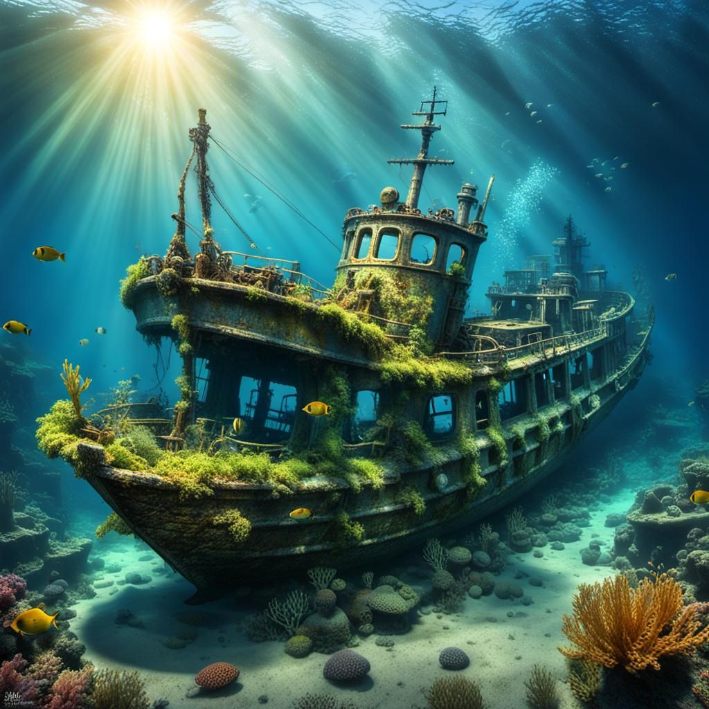 Shipwreck in sea  by @KarinV