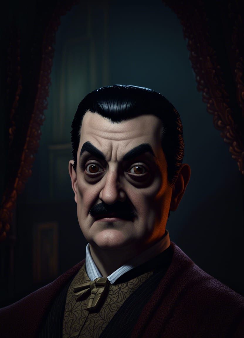 Detailed, gothic, moody, creepy, realistic upper body  Portr...