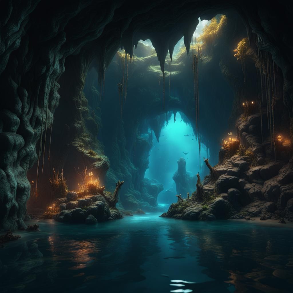 The underwater cave - AI Generated Artwork - NightCafe Creator