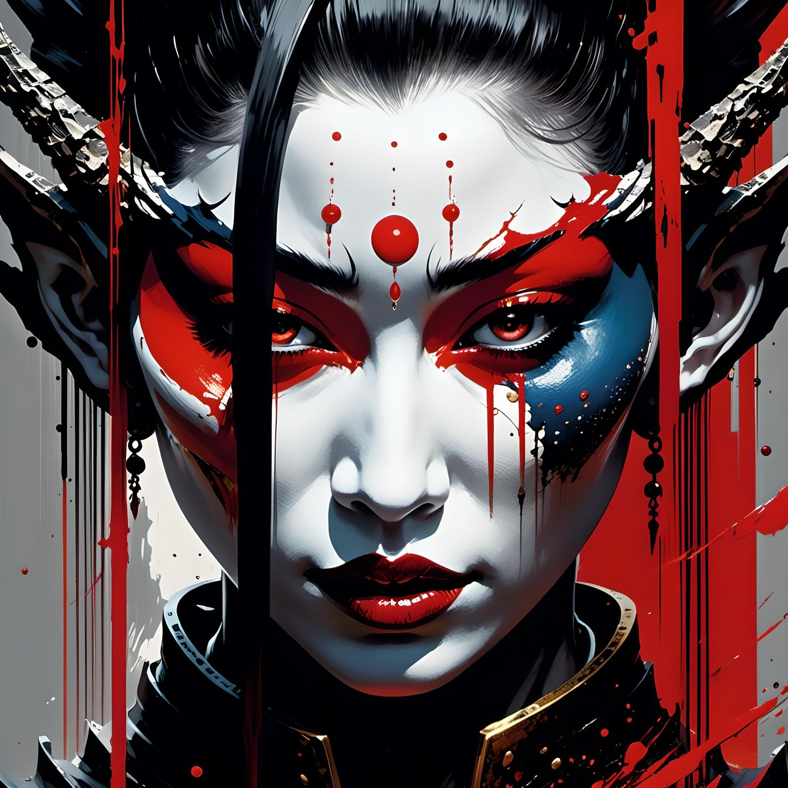 Enraged Oni Demoness in Impasto Style