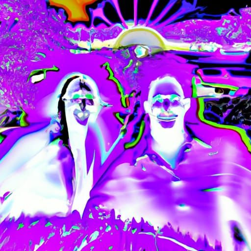 The ghostly couples eyes then turn  purple with horror  whil...