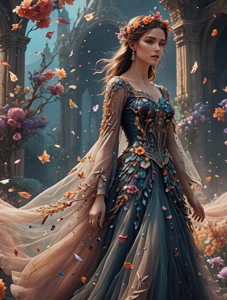 flowing tulle outfits elegantly fluttering in the wind with ...
