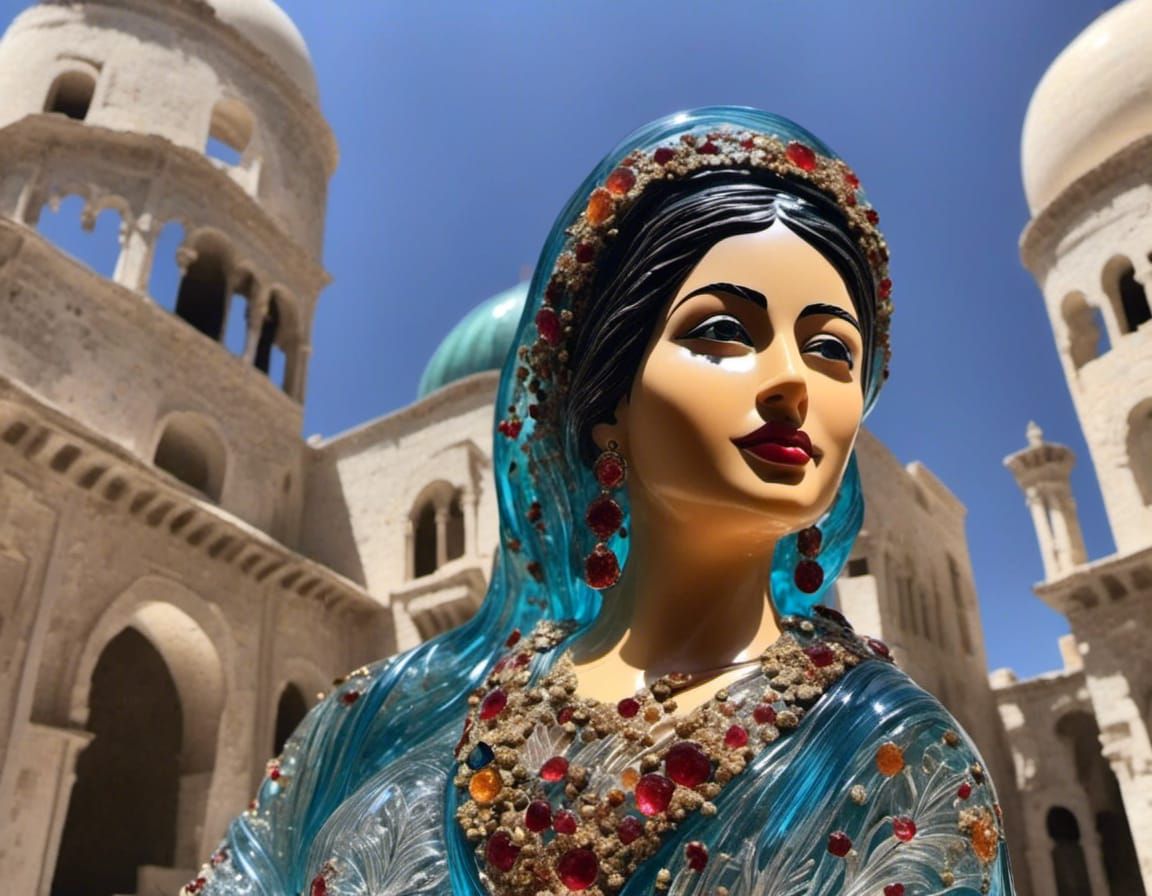 Glass sculpture of a Palestinian woman (Glass Art XL v2)