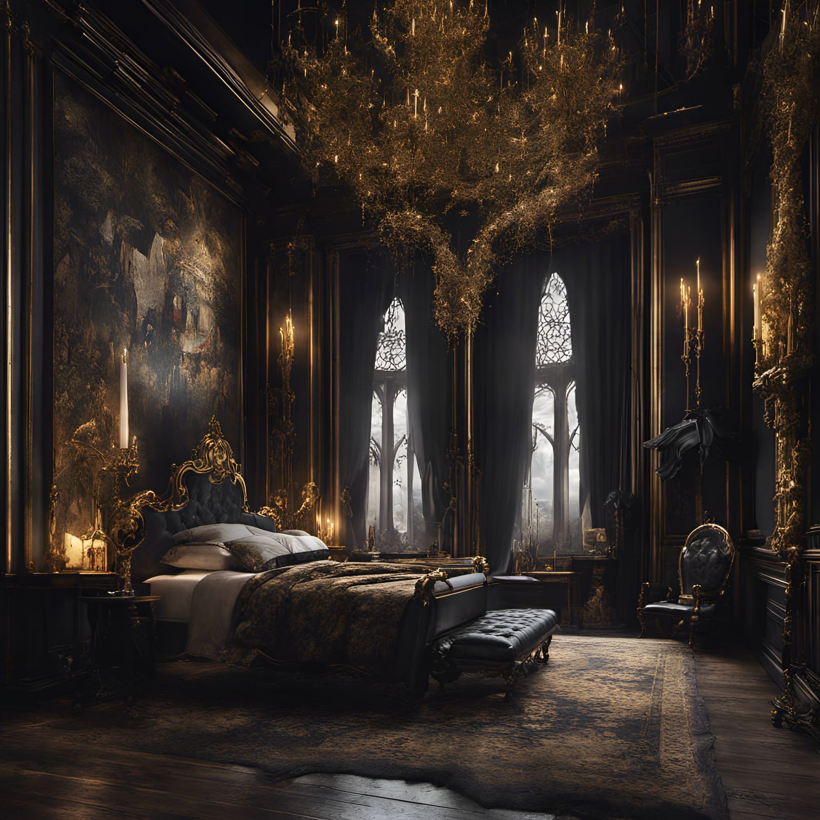 Gothic bedroom   by @Koffee