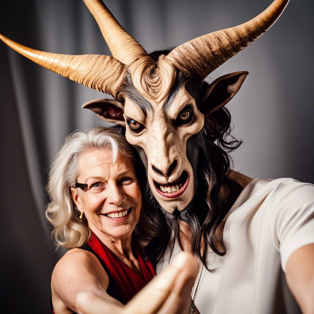 Baphomet and his Mom Selfie - AI Generated Artwork - NightCafe Creator