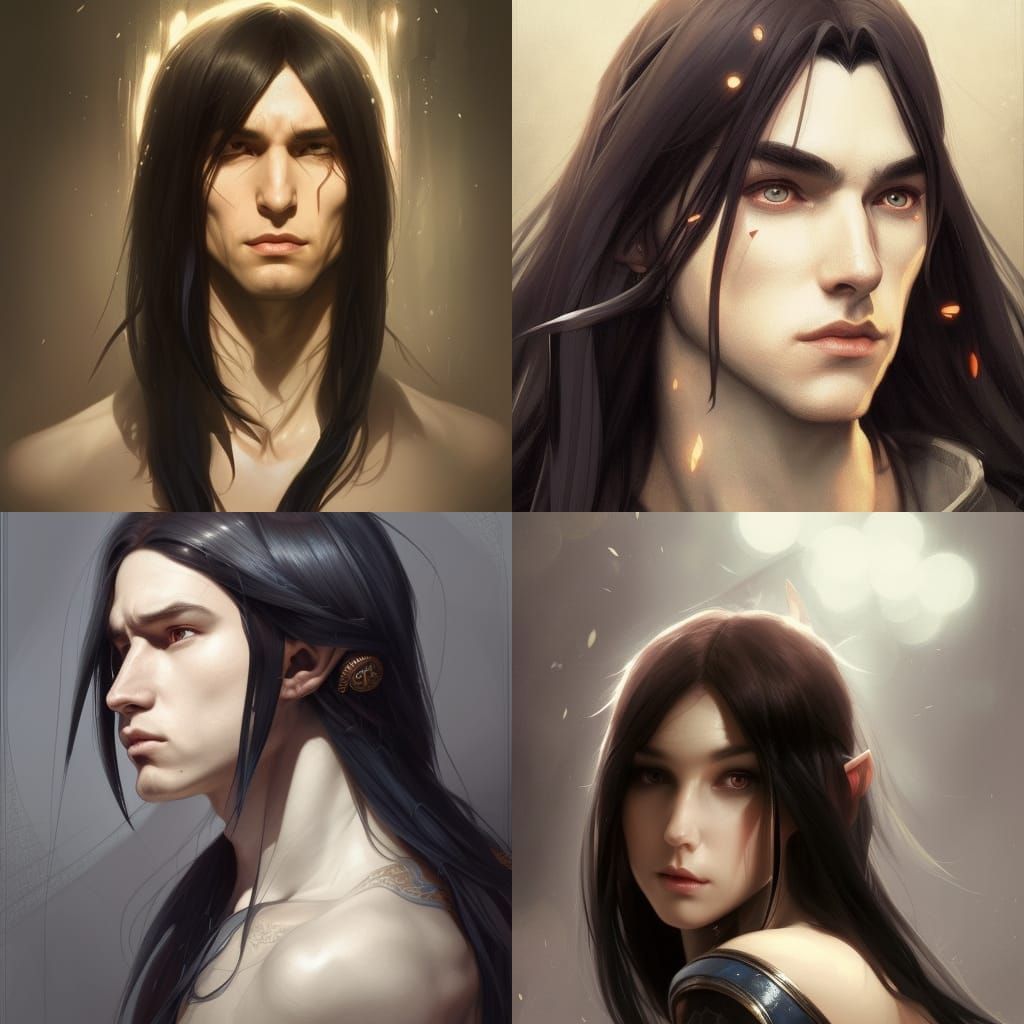 Male elf with long black hair 2