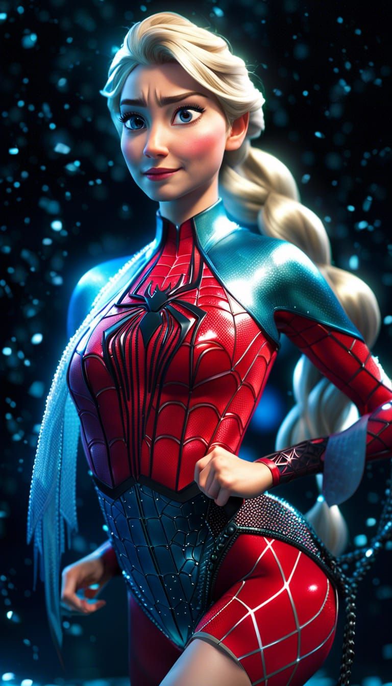 Elsa in hot spider-women suit - AI Generated Artwork - NightCafe Creator