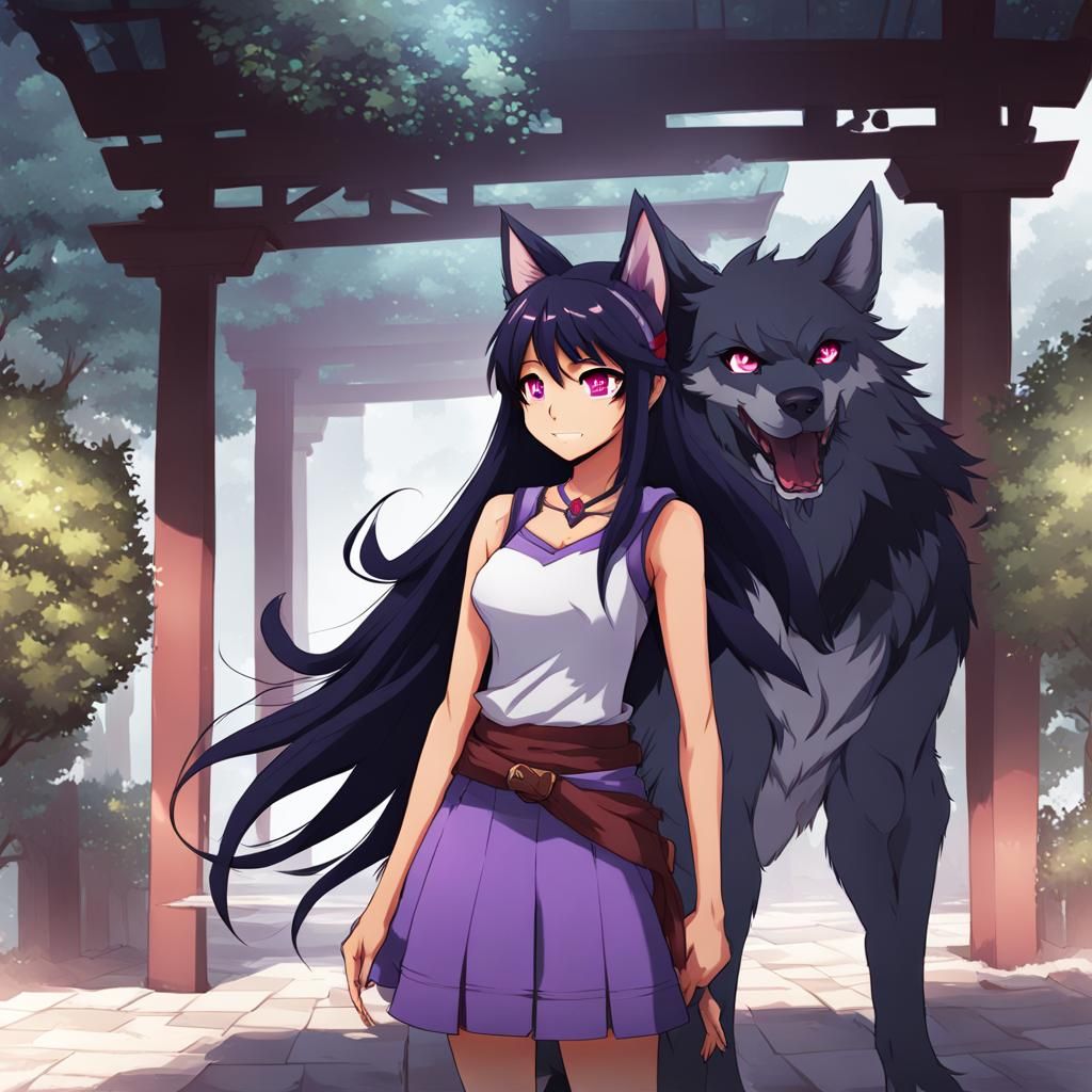 aphmau standing with werewolf ears and tail full body - AI Generated ...