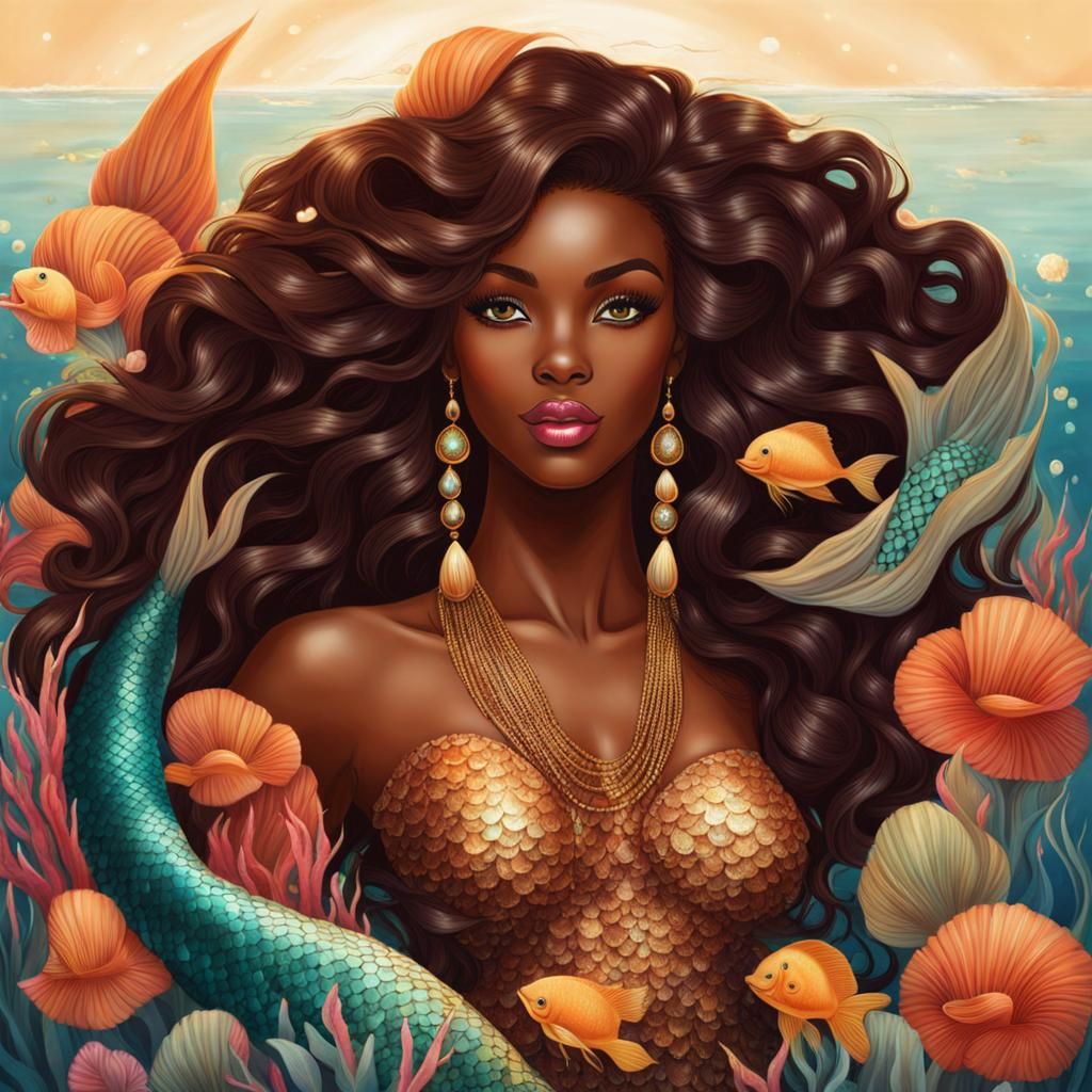 beautiful  Brown Skin Mermaid 